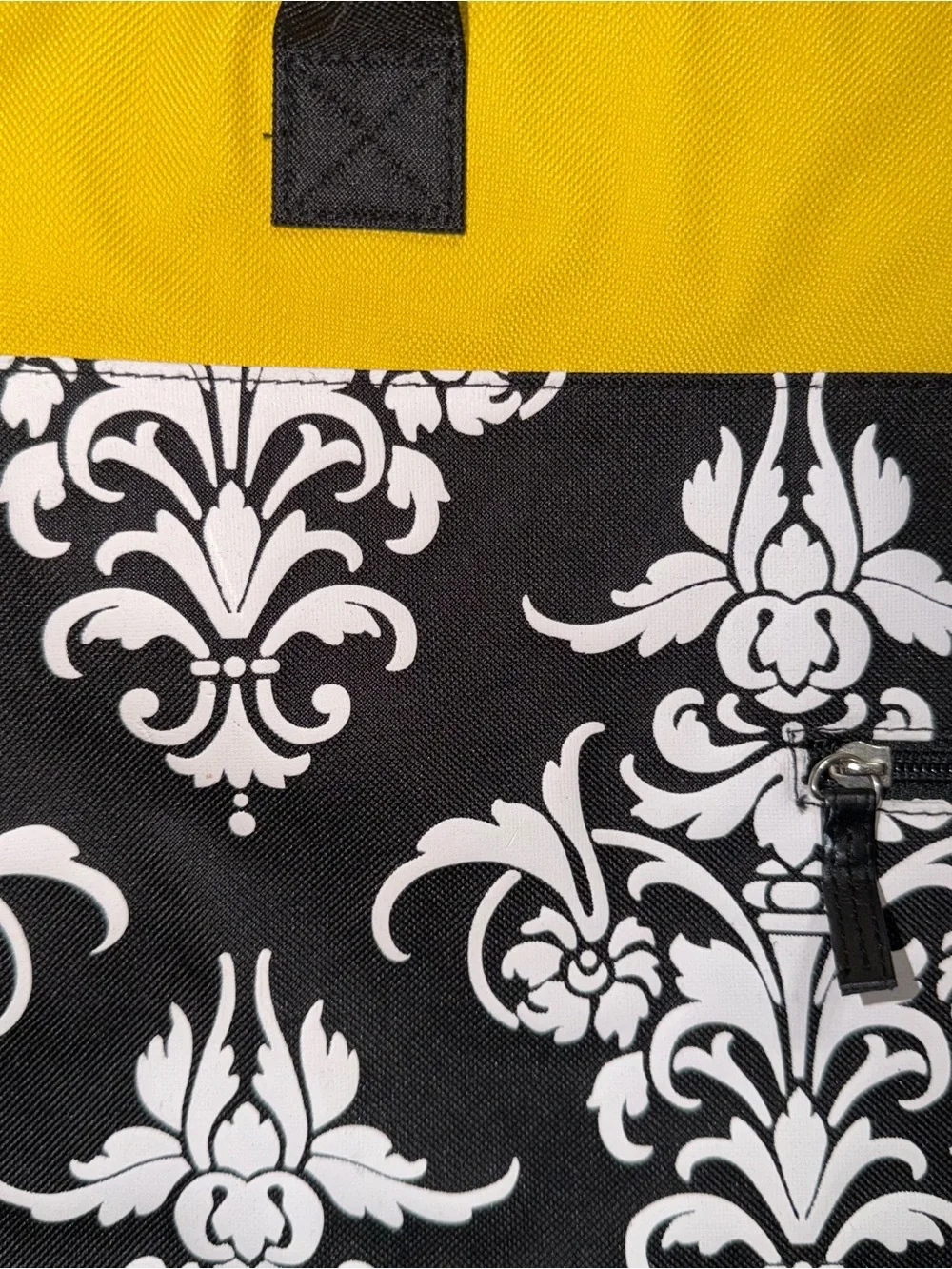2008 Jacqueline savage Yellow and Black Damask Laptop Bag 14.5x11